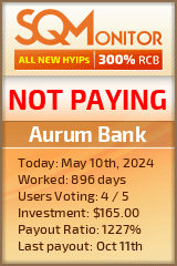 Aurum Bank HYIP Status Button