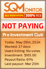 Pro Investment Club HYIP Status Button