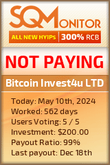 Bitcoin Invest4u LTD HYIP Status Button