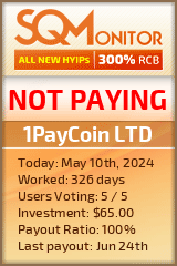 1PayCoin LTD HYIP Status Button