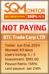 BTC Trade Corp LTD HYIP Status Button