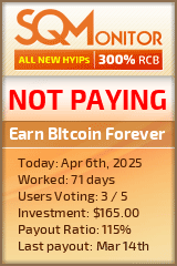 Earn BItcoin Forever HYIP Status Button