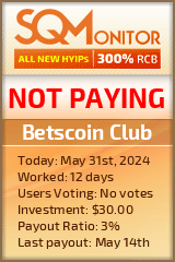 Betscoin Club HYIP Status Button