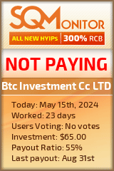 Btc Investment Cc LTD HYIP Status Button