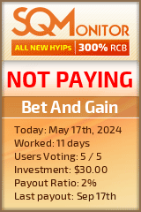 Bet And Gain HYIP Status Button
