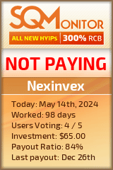 Nexinvex HYIP Status Button