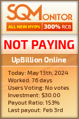 UpBillion Online HYIP Status Button