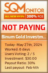 Binum Gold Investment Ltd HYIP Status Button