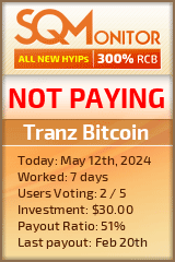 Tranz Bitcoin HYIP Status Button