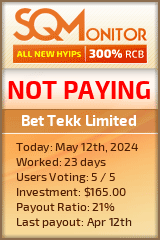 Bet Tekk Limited HYIP Status Button