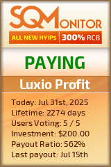 Luxio Profit HYIP Status Button