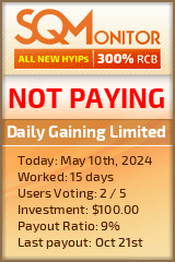 Daily Gaining Limited HYIP Status Button