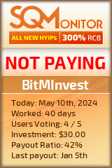 BitMInvest HYIP Status Button