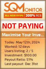 Maximise Your Investments HYIP Status Button