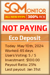 Eco Deposit HYIP Status Button