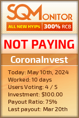 CoronaInvest HYIP Status Button
