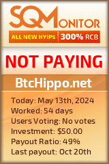 BtcHippo.net HYIP Status Button