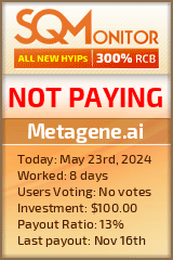 Metagene.ai HYIP Status Button