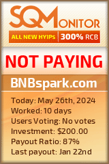 BNBspark.com HYIP Status Button