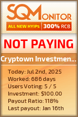 Cryptown Investment Limited HYIP Status Button