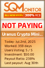 Uranus Crypto Mining Limited HYIP Status Button