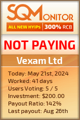 Vexam Ltd HYIP Status Button