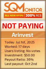 Arinvest HYIP Status Button