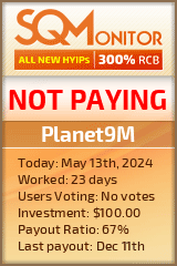 Planet9M HYIP Status Button