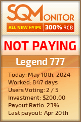 Legend 777 HYIP Status Button