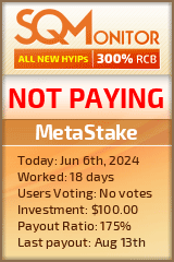 MetaStake HYIP Status Button