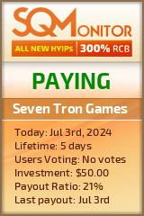 Seven Tron Games HYIP Status Button