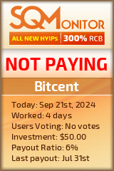 Bitcent HYIP Status Button