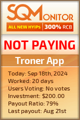 Troner App HYIP Status Button