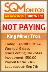 King Miner Tron HYIP Status Button