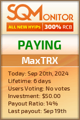 MaxTRX HYIP Status Button