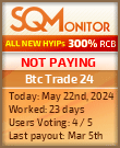 Btc Trade 24 HYIP Status Button