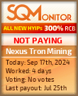 Nexus Tron Mining HYIP Status Button