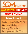 Mine Tron X HYIP Status Button