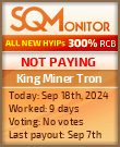 King Miner Tron HYIP Status Button