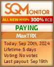 MaxTRX HYIP Status Button