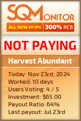 Harvest Abundant HYIP Status Button