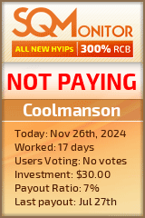 Coolmanson HYIP Status Button