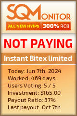 Instant Bitex limited HYIP Status Button