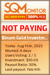 Binum Gold Investment Ltd Project Status Button