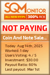 Coin And Note Sales Limited HYIP Status Button