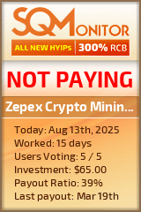 Zepex Crypto Mining Limited HYIP Status Button