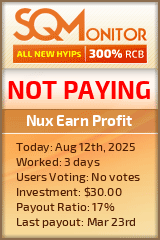 Nux Earn Profit HYIP Status Button