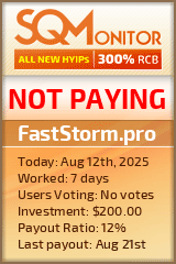 FastStorm.pro HYIP Status Button