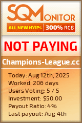 Champions-League.cc HYIP Status Button