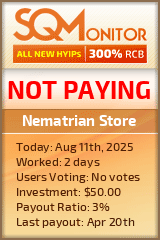 Nematrian Store HYIP Status Button